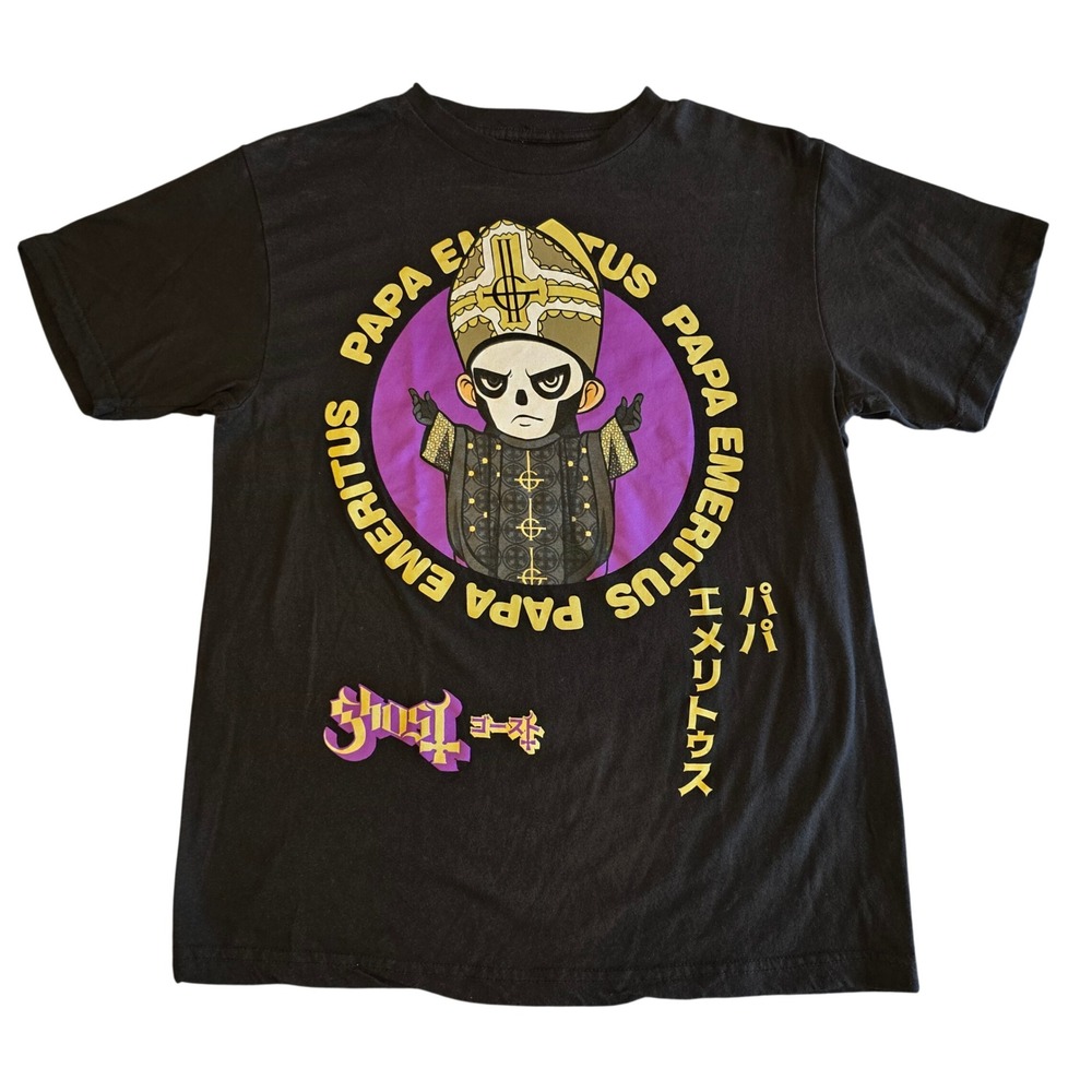 Ghost Band Papa Emeritus Chibi Japanese Graphic T-Shirt Black Medium 2023
